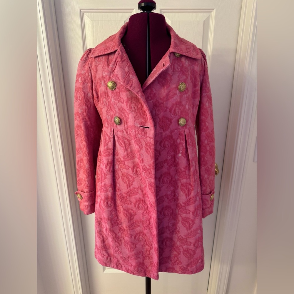 ~2 for $14~ Y2K Pink Brocade Pea Coat - Picture 5 of 17